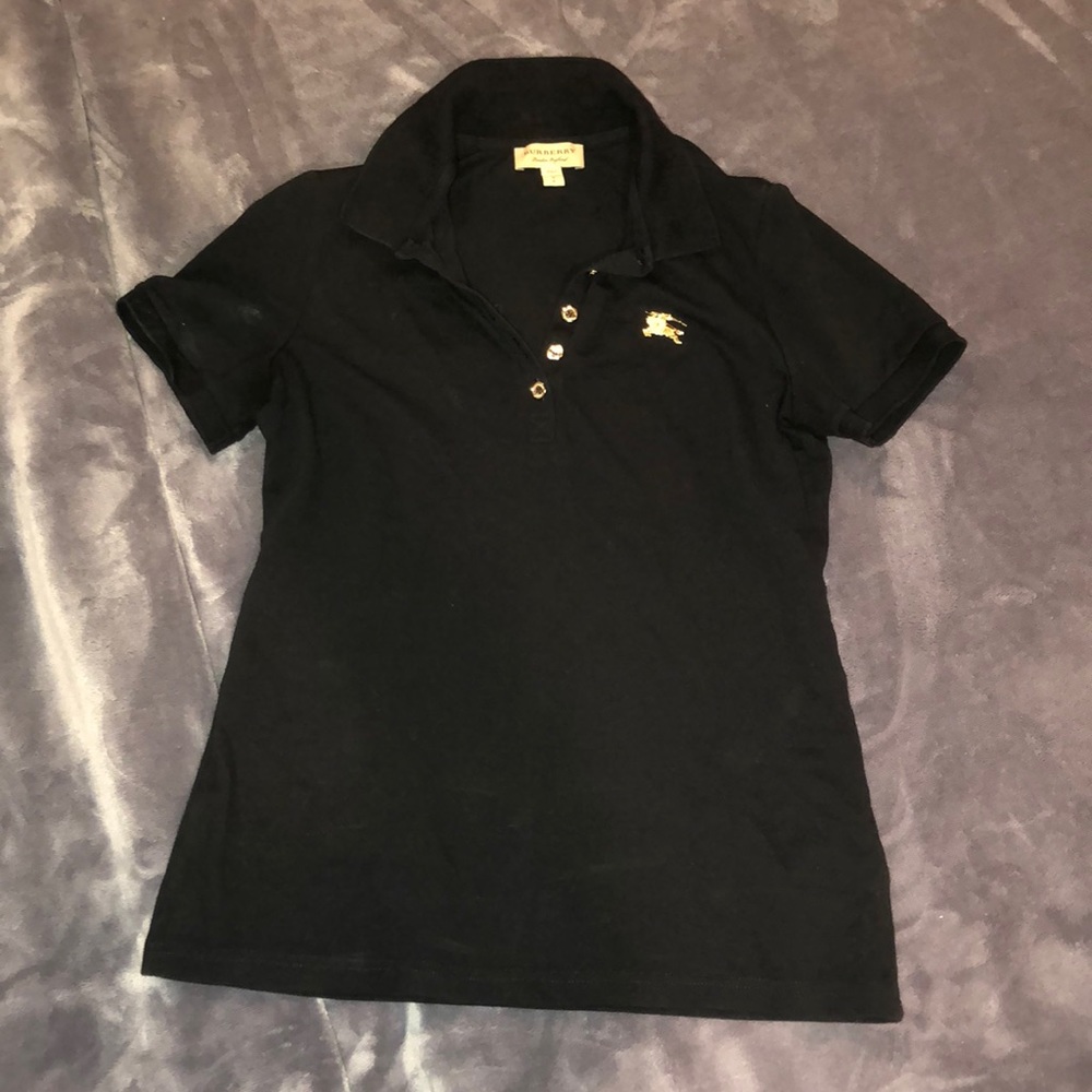 Burberry Polo Black with Gold Metal Emblem